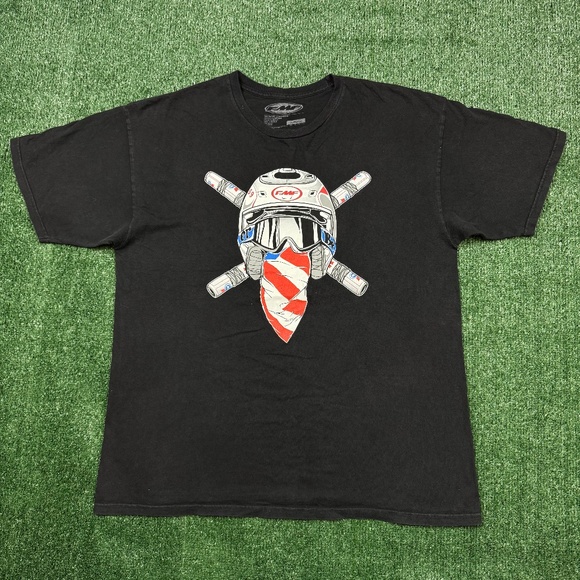 FMF Racing Graphic T Shirt Men's Size XL Black Short Sleeve Motorcycle Helmet - Picture 1 of 7